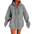 thumbnail image 4 of Uqiangy Oversized Sweatshirt for Women Women's Sweatshirts Oversized Long Sleeve Shirts for Women Tunic Sweatshirt Crewneck Sweatshirts Women Fleece Pullover Women Gray L, 4 of 9