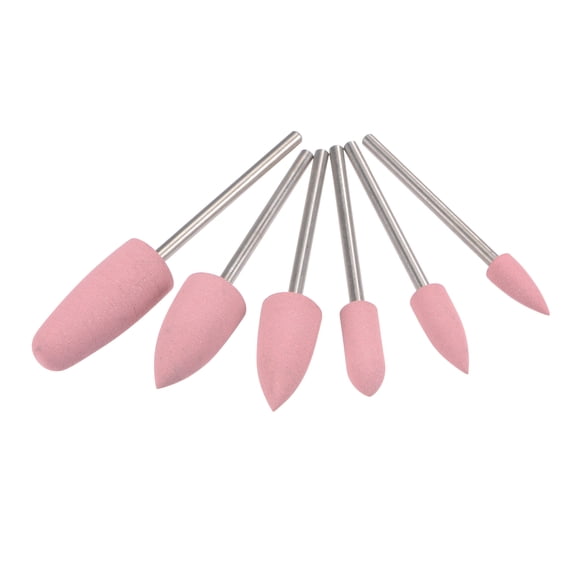 Uxcell Mounted Grinding Bits Grinder Heads Silicone Polishing Wheels for Rotary Tools Pink 6 Pack
