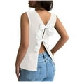 thumbnail image 2 of Camisole Tops for Women Bowknot Backless Crewneck Shirt Sleeveless Color Block Cute Summer Trendy Going Out Tank Tops, 2 of 7