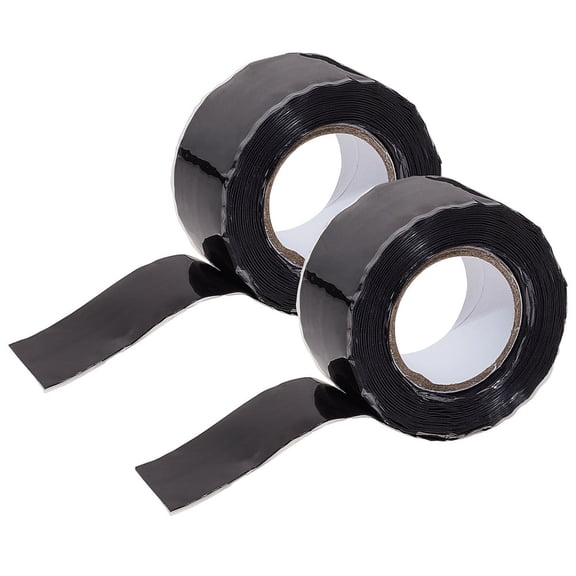2 Rolls Silicone Adhesive Tape Repair Tape Electrical Tape Waterproof Insulation Heat-Resistant Black 25mm 3m/roll