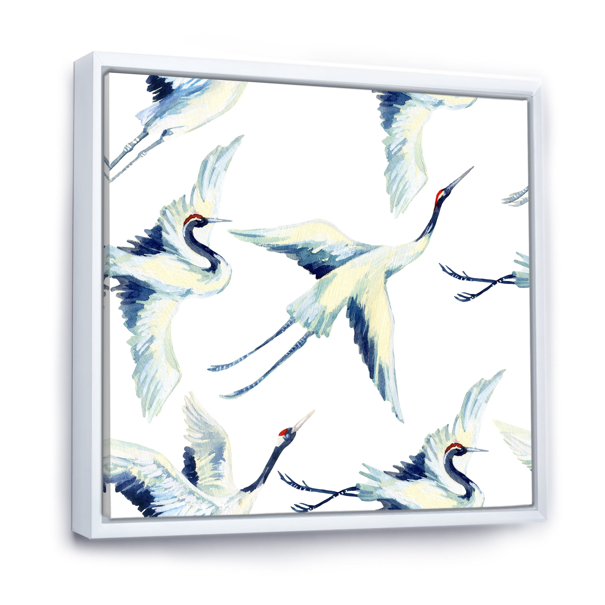 Designart 'Asian Crane Bird Impression I' Traditional Framed Canvas Wall Art Print
