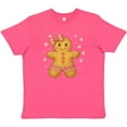 thumbnail image 3 of Inktastic Cute Gingerbread Girl with Pink Bow Christmas Youth T-Shirt, 3 of 5