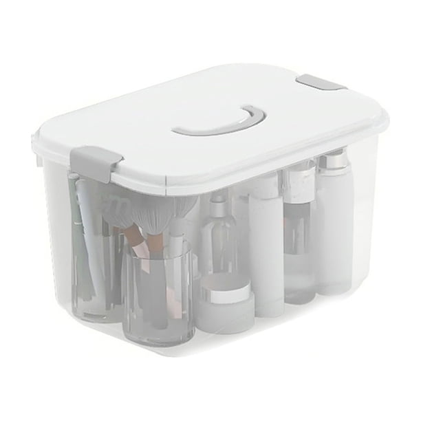 Caja de almacenamiento con tapa desmontable y asa transparente, de plástico, portátil, para ropa, juguetes, artículos para el hogar