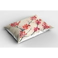 thumbnail image 2 of Ambesonne Floral Pillow Sham 2 Pack, Vintage Sakura Flowers, 26"x20", Pink Beige Grey, 2 of 3