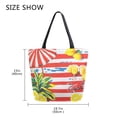 thumbnail image 5 of FORMRS Womens Canvas Tote Bag with Zipper Inner Pocket Shoulder Handbag, Striped Lemon, 5 of 7