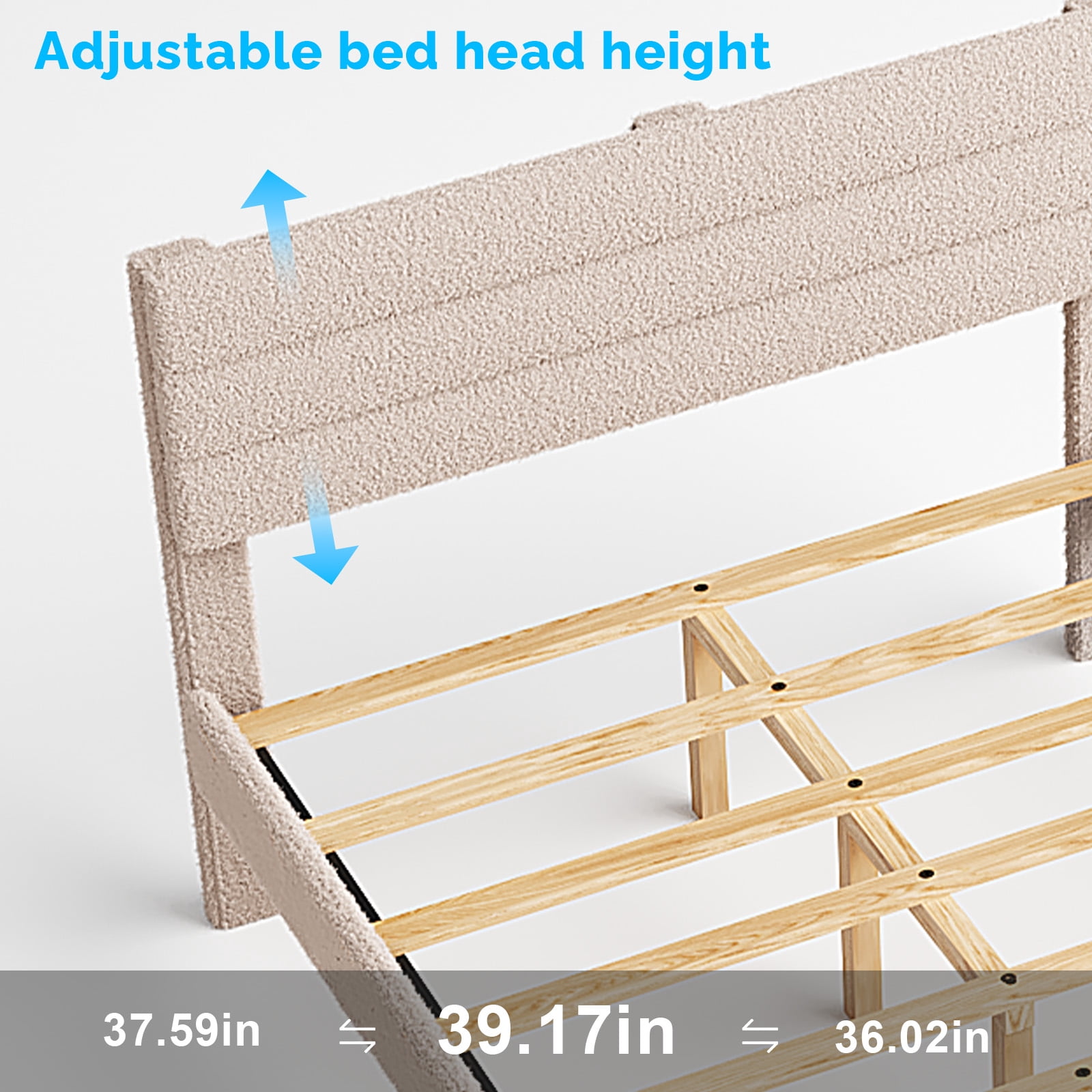 UBesGoo Bed Frame Queen Size Upholstered Platform Bed Frame with Headboard,  Mattress Foundation with Wood Support, Beige
