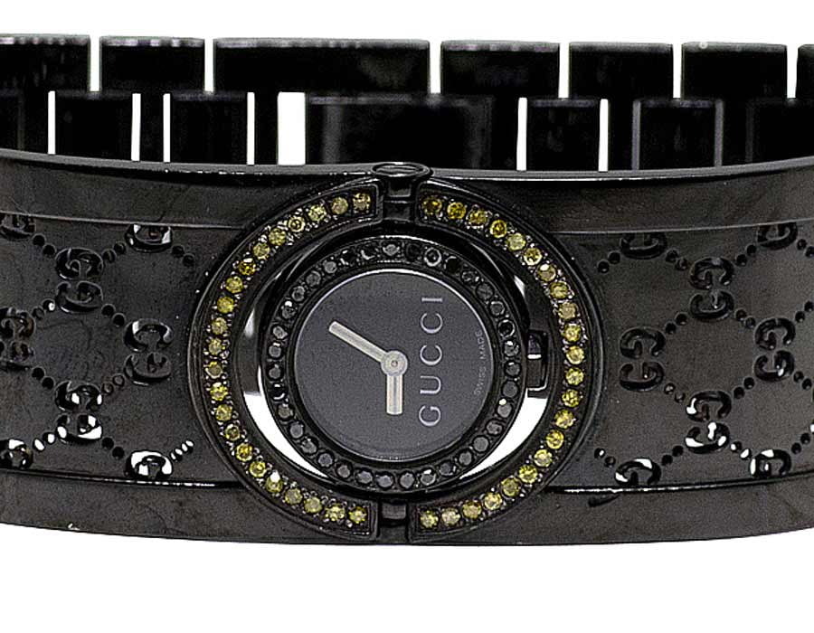 Gucci Ladies Twirl Black Dial Bangle 