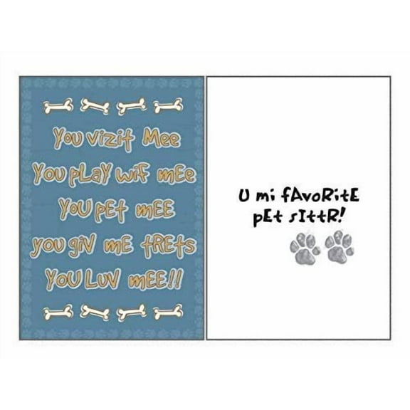 Dog Speak Thank You Card  "You're My Favorite Pet Sitter"  Funny Appreciation Card for Dog Sitters & Pet Caregivers