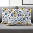 thumbnail image 2 of Set of 2 Vintage Yellow Blue Flower Pillow Covers 12x20 Inch, Abstract Floral Decorative Throw Pillow Cases Cotton Cushion Covers for Sofa Couch Bed Living Room Bedroom Home Decor, 2 of 9
