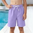 thumbnail image 4 of felwors Kids Quick Dry Shorts Boys Girls Elastic Waist Lightweight Athletic Shorts Summer Vacation Casual Loose Fashion Comfy Bottoms (Purple, 9-10 Years), 4 of 5