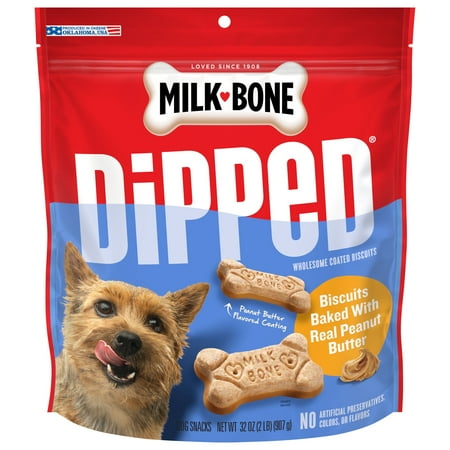 UPC 079100223206 product image for Milk-Bone Dipped Dog Biscuits Baked With Real Peanut Butter  32 oz | upcitemdb.com