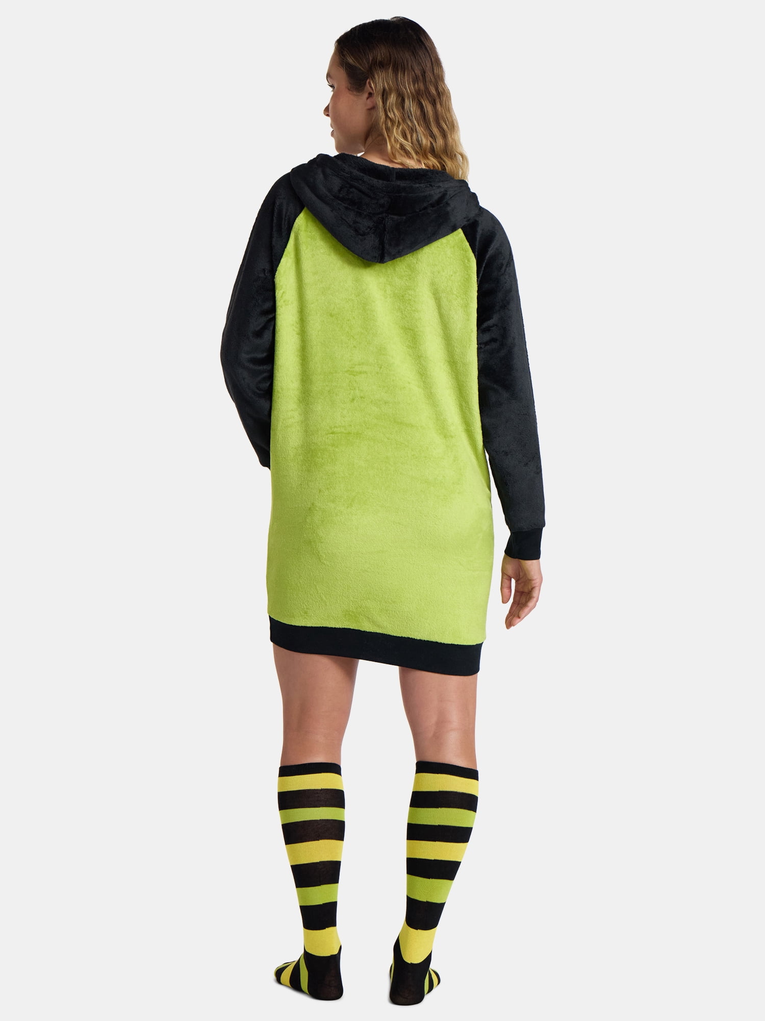 Dr. Seuss Women's The Grinch Sleep Hoodie Lounger with Socks, 2-Piece, Sizes XS-3X