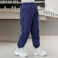thumbnail image 4 of LIIPEE Girl Boy Down Pants Warm Solid Color Elastic Waist Snow Trousers With Pockets Child Comfort Picnic Stretch Street Outdoor Hiking Pants,Navy,10-12 Years, 4 of 8