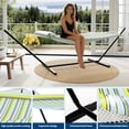 thumbnail image 3 of Memoryfield 2 Person Portable Double Hammock with Pillow and Adjustable Steel Stand, Outdoor Hammock for Patio, Garden, Beach, Backyard, Blue, 3 of 6