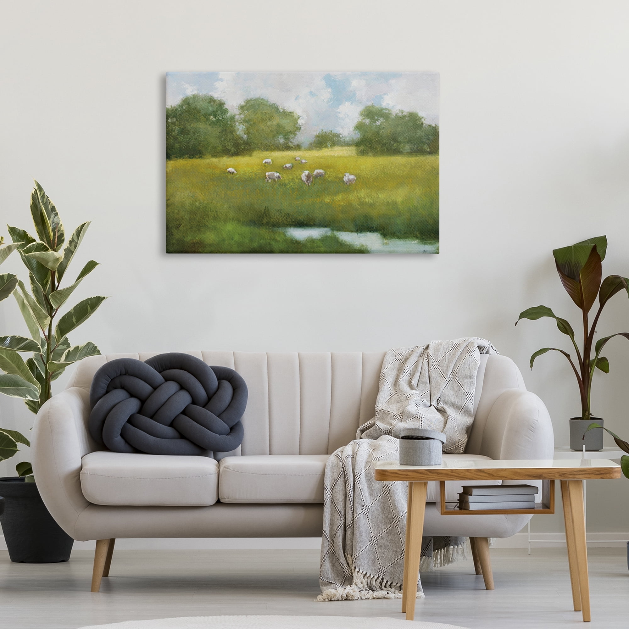 Stupell Industries Sun Grazing Sheep Landscape & Nature Painting Wrapped Canvas Art Print Wall Art, 36 x 24
