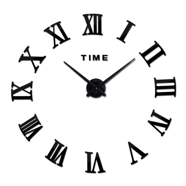 Números romanos sin marco Figuras 3D Acrílico Especial DIY Reloj de pared Reloj con pegatina para la decoración del hogar sidaley JJ12849-01B