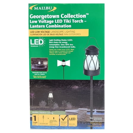 Malibu Georgetown Collection Low Voltage LED Tiki Torch-Lantern Combination