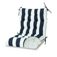 thumbnail image 2 of Perfect Garden Outdoor High Back Chair Cushion, Tufted Rocking Chair Cushions Waterproof Adirondack Chair Cushion for Patio Porch Garden 44” x 22” x 4” Set of 2. (Navy Blue/White Canaba gtripe), 2 of 6