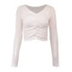 thumbnail image 1 of Camisetas cortas con textura sexy para mujer, camisetas ajustadas fruncidas de manga larga para salir, ropa informal recortada, 1 of 5