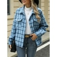 thumbnail image 7 of Cuteduck Women Plaid Fashion Jacket Button Up Long Sleeve Fall Casual Dressy Loose Coat with Pockets S-XL, 7 of 7