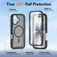 thumbnail image 2 of For iPhone 17 Case, 360° Rugged Protective Shell with Screen Protector, Heavy Duty Shockproof Case Matte Translucent Compatible with Magsafe, Black, 2 of 6