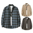 thumbnail image 3 of Vintage Thickened Flannel Plaid Shirt Jacket for Men, 3 of 12
