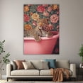 thumbnail image 6 of Mudket Framed Leopard in Pink Bathtub Canvas Wall Art, Floral Cheetah Print Bathroom Wall Decor, Cute Trendy Art Ready to Hang - 12"L x 8"W, 6 of 10