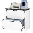 thumbnail image 1 of CoSoTower Armoire de Classement à 2 Tiroirs, Armoire de Rangement de Bureau Style Ferme avec Barres de Suspension Réglables pour Lettres, A4, Format Légal, Blanc, 1 of 7
