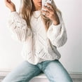 thumbnail image 2 of Fesfesfes Women Sweaters O-Neck Feather Hollow Out Sleeve Tops Blouse Sexy Sweater Tops on, 2 of 9