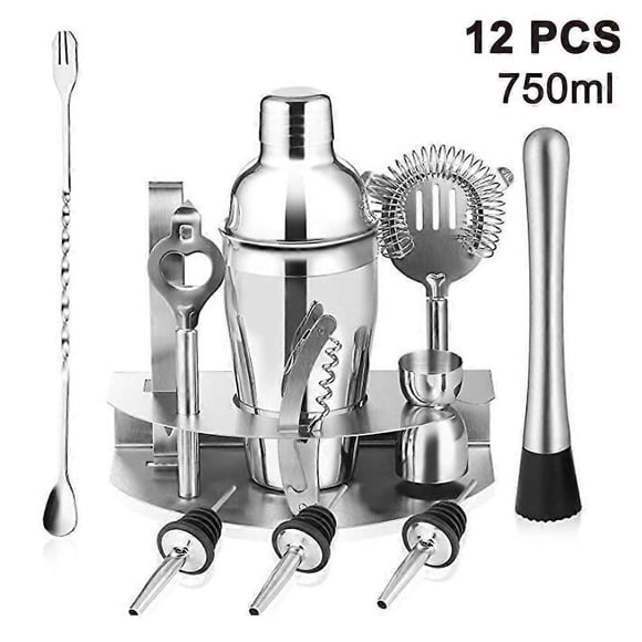 Cocktail Shaker Cocktail Set Gift, 12-piece Cocktail Shaker Bar Set Bar Accessories Cocktail Set Large 750 Ml
