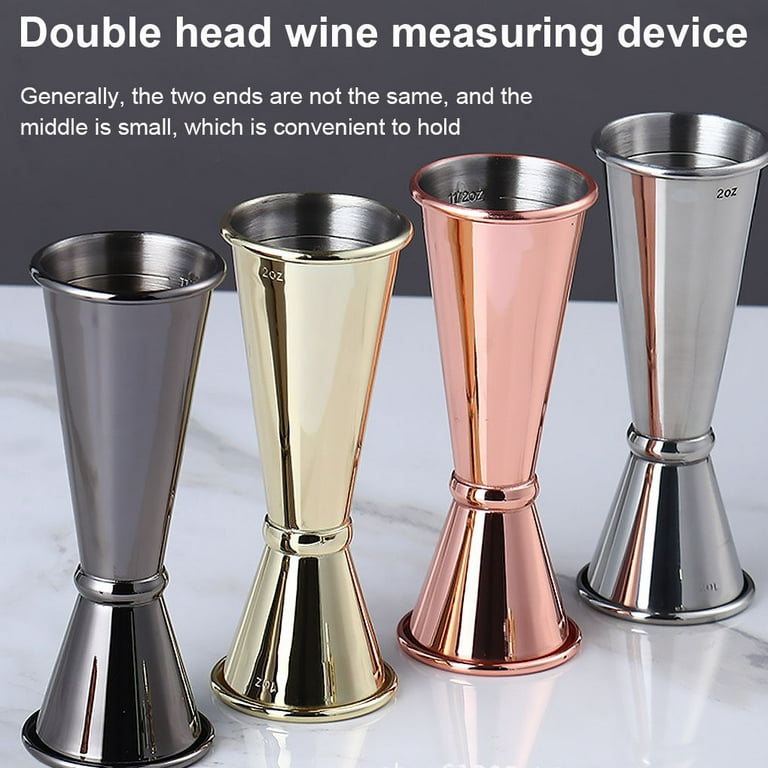 EWUHRY 2pcs Stainless Steel Double-head Measuring Cup 1oz/2oz Japanese-style Silver Cocktail Jigger Wine Measuring Device Cocktail Layered Measuring Cup
