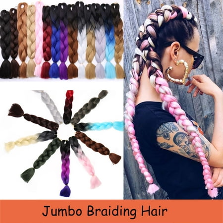 S-noilite Ombre Braiding Hair Synthetic Braiding Hair Two Tone Ombre Jumbo Braids Hair Extensions Twist Crochet Hair ,Black/purple red/dark