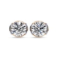thumbnail image 2 of AFFY Solitaire Stud Earrings for Women 7MM Round Cut Lab Created Moissanite Half Bezel Set Stud Earring in 14K Rose Gold Plated 925 Sterling Silver Jewelry Gift for Her, 2 of 5