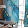thumbnail image 4 of ERUNPONLY Modern Turquoise Sheer Curtains 63 Inch Length 2 Panels Set, Abstract Teal Gold Marble Textured Voile Window Treatment Curtains Sheers Drapes for Bedroom/Living Room/Kitchen 52x"63"x2, 4 of 7