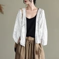 thumbnail image 2 of GEWSEY Women's Lace Embroidery Cardigan Boho Cropped Batwing Sleeve Open Front Oversized Bolero Shrugs (White, One Size), 2 of 4