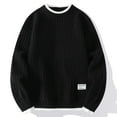 thumbnail image 4 of Ahabrexf Mens Sweaters and Pullovers, Casual Solid Color Striped Knit Sweater with Round Neck, 4 of 7