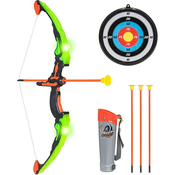 Aztoys 1 24a Light Up Bow And Arrow Archery Play Set For Kids Outdoor Hunting Play With Durable Arrows Quiver And Target Walmart Com