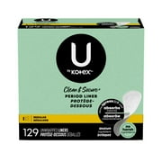 U by Kotex Clean & Secure Panty Liners, Light Absorbency, Regular Length, 129 Count