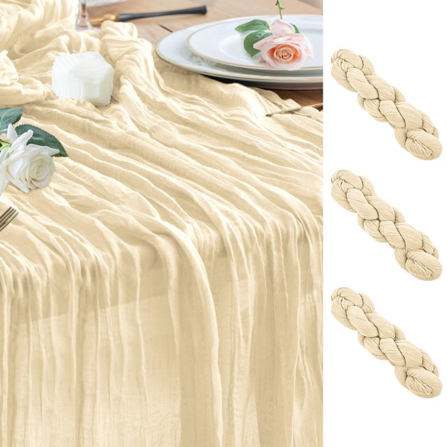 Juego de 3 manteles para queso Table Runner Wokceer, color beige, 89 x 305 cm