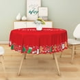 thumbnail image 5 of LFEEY Red Snowman Gingerbread Round Tablecloth, New Year's Party Table Decoration, 70 inch, 5 of 6