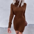 thumbnail image 2 of under $5 JINMGG 2026 Fall Winter Plus Size Sweaters for Women ,Ladies Solid Color Strip Turtleneck Long Sleeve Sweater Dress, 2 of 9