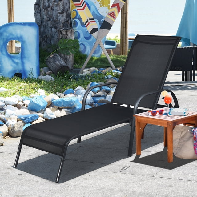 Silla Reclinable Costway Exterior Respaldo regulable Negro 192 x 66 x 61,5 cm