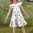 thumbnail image 5 of Juslio Dresses for Girls Knee Length Ruffle Sleeve Round Neck Casual Summer Beach A Line Dresses Pink Sundress, 5 of 8