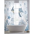 thumbnail image 5 of Marine Life Sheer Curtains 108 Inch Long 2 Panels, Blue Ocean Turtle Coral Starfish Seashell Coastal Light Filtering Rod Pocket Curtains, Sheer Voile Drapes for Living Room Bedroom, 52"x108", 5 of 8