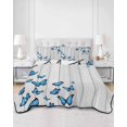 thumbnail image 2 of Quilts Full Size Bedding Set, Blue Butterfly Lightweight Quilted Comforter, Farmhouse Country Animals Wooden Grain Soft Reversible Bedspread Coverlet with Pillow Covers for All Season, 78" x 90", 2 of 7