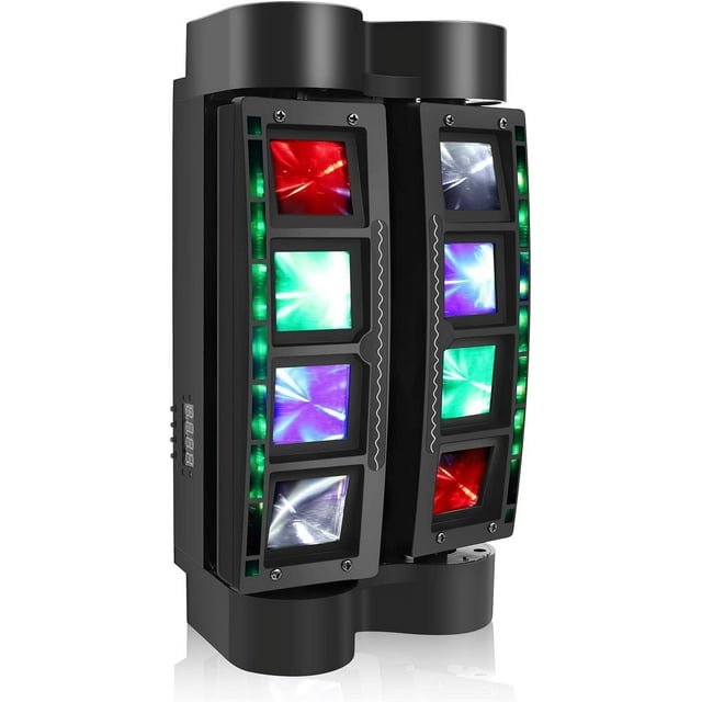 Spider Moving Head Light with 8x10W RGBW LEDs Beam DJ Lights and 2 Pixel Light Strips for Party Disco Wedding
