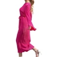 thumbnail image 2 of Women's Long Sleeve Maxi Dress Scoop Neck Bodycon Casual Dresses Going Out Outfits Pink L, 2 of 10