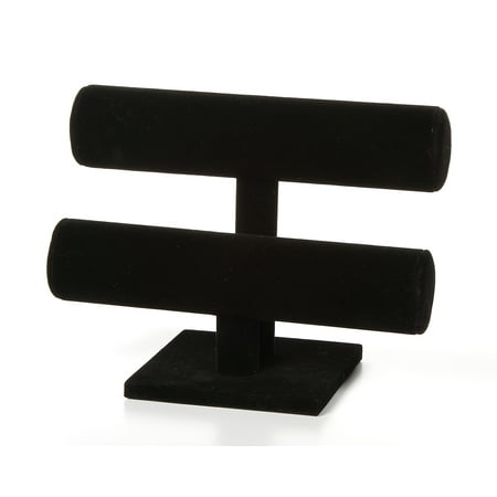 Double-Bar Jewlery Stand: Velvet, Black, 7 inches