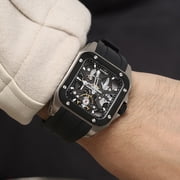 Boderry Skeleton Watches Mens Square Titanium Automatic Mechanical STORM Luxury Clock 100M Waterproof Mechanical Watch For Men