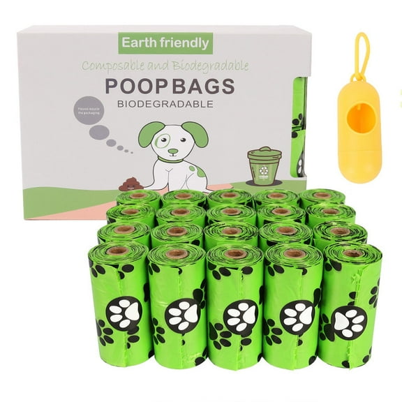 USIONE 300 Eco-Friendly Leak-Proof Pet Waste Bags with 1 Dispenser, Biodegradable Rolls - Suitable for Outdoor Dog Walking & Travel